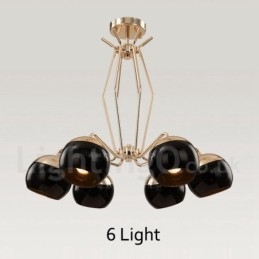 6 Lys, Ett Nivå, Moderne, Samtidskunst, Lysekrone I Metall Med Glassskjerm