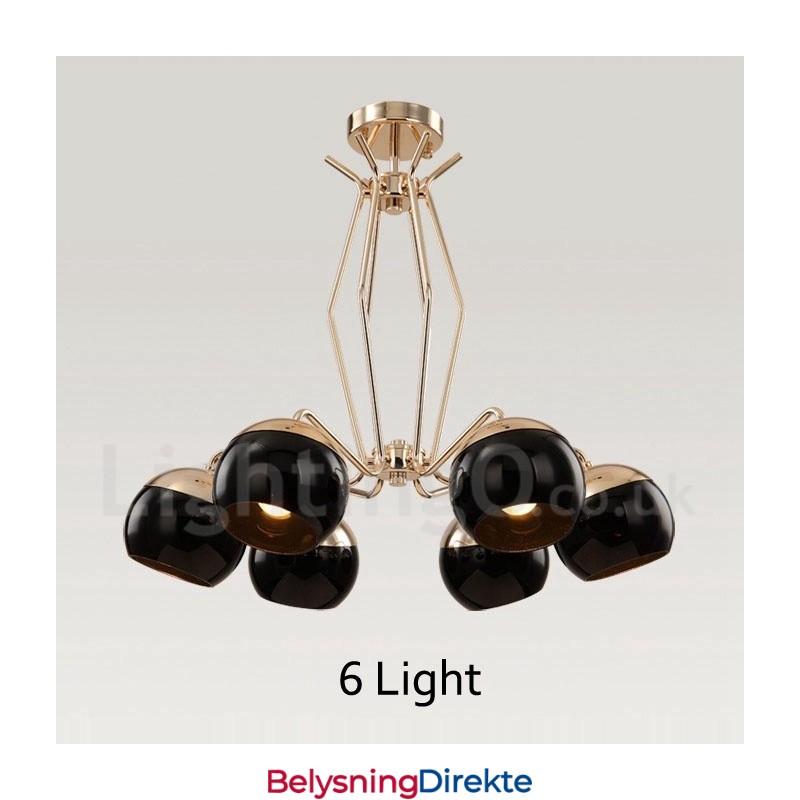 6 Lys, Ett Nivå, Moderne, Samtidskunst, Lysekrone I Metall Med Glassskjerm