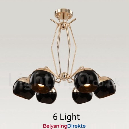 6 Lys, Ett Nivå, Moderne, Samtidskunst, Lysekrone I Metall Med Glassskjerm