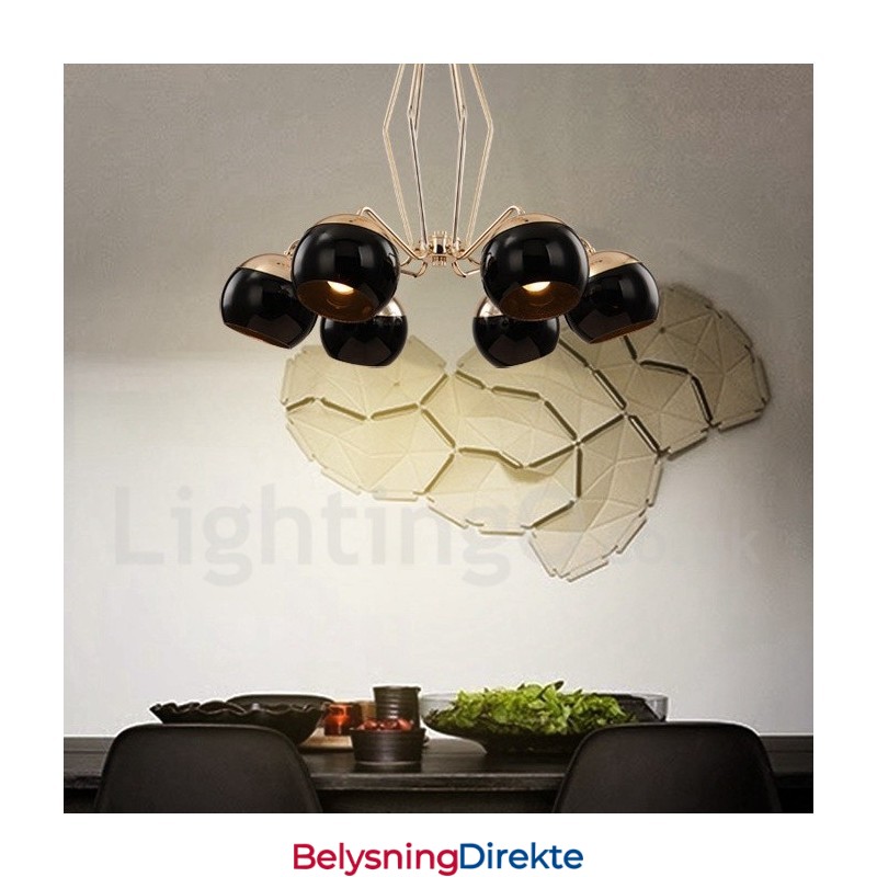 6 Lys, Ett Nivå, Moderne, Samtidskunst, Lysekrone I Metall Med Glassskjerm