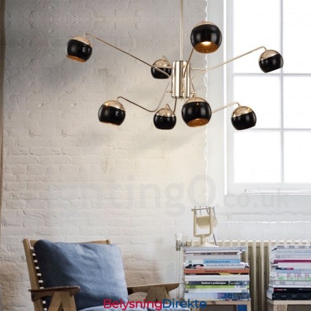 8 Lys, 2-Etasjes Moderne, Samtidskunstnerisk Lysekrone I Metall Med Glassskjerm