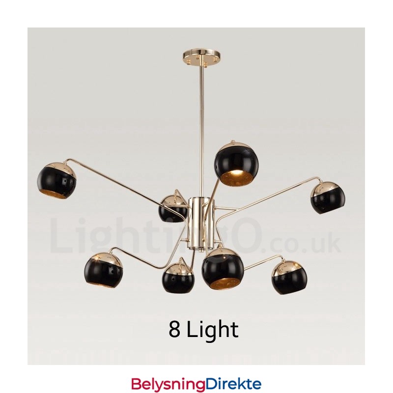 8 Lys, 2-Etasjes Moderne, Samtidskunstnerisk Lysekrone I Metall Med Glassskjerm