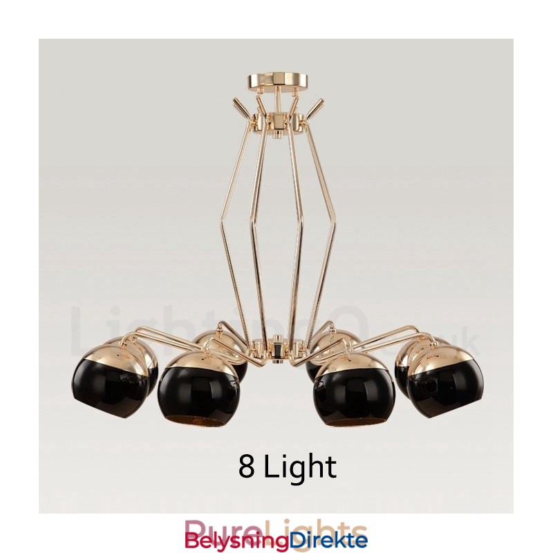 8 Lys, Ett Nivå, Moderne, Samtidskunst, Lysekrone I Metall Med Glassskjerm