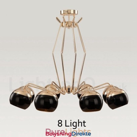 8 Lys, Ett Nivå, Moderne, Samtidskunst, Lysekrone I Metall Med Glassskjerm