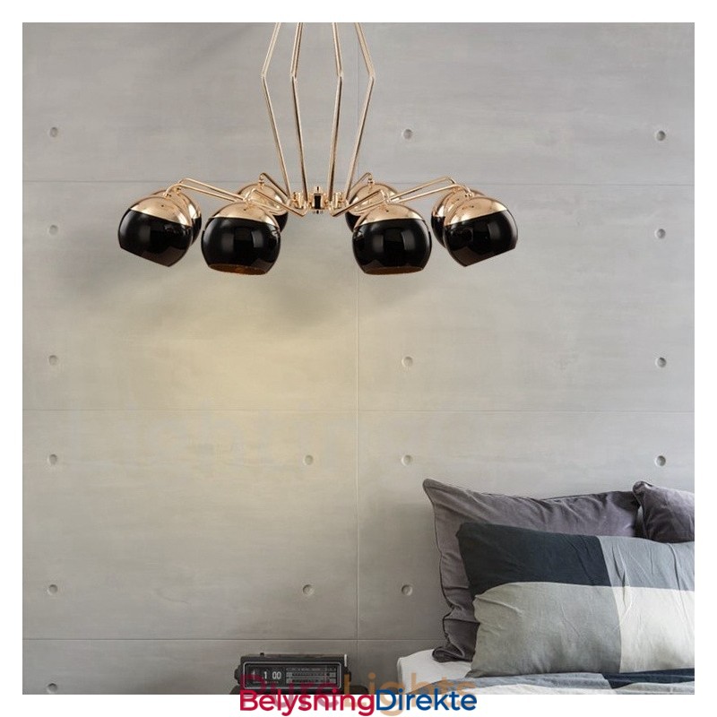 8 Lys, Ett Nivå, Moderne, Samtidskunst, Lysekrone I Metall Med Glassskjerm