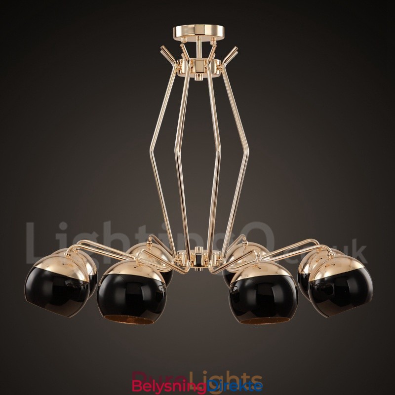 8 Lys, Ett Nivå, Moderne, Samtidskunst, Lysekrone I Metall Med Glassskjerm