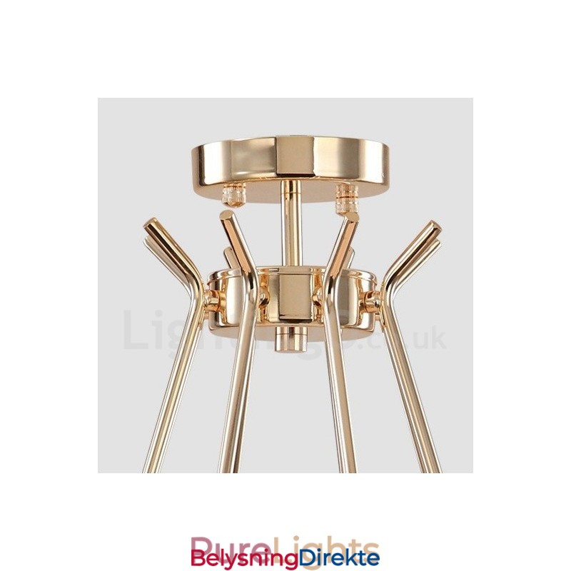 8 Lys, Ett Nivå, Moderne, Samtidskunst, Lysekrone I Metall Med Glassskjerm