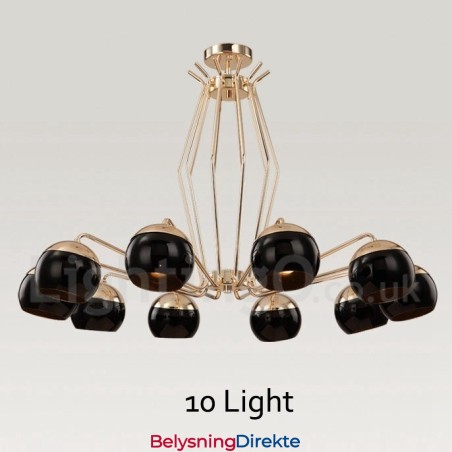 10-Lyss, Ett-Etasjes Moderne, Samtidskunstnerisk Lysekrone I Metall Med Glassskjerm