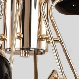 10-Lyss, Ett-Etasjes Moderne, Samtidskunstnerisk Lysekrone I Metall Med Glassskjerm