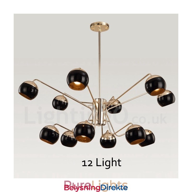 12-Lys 2-Etasjes Moderne Samtidskrone I Metall Med Glassskjerm