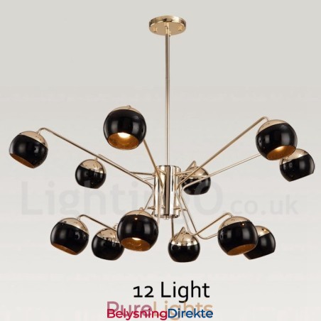 12-Lys 2-Etasjes Moderne Samtidskrone I Metall Med Glassskjerm