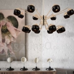 16 Lys, 2-Etasjes Moderne, Samtidskunstnerisk Lysekrone I Metall Med Glassskjerm