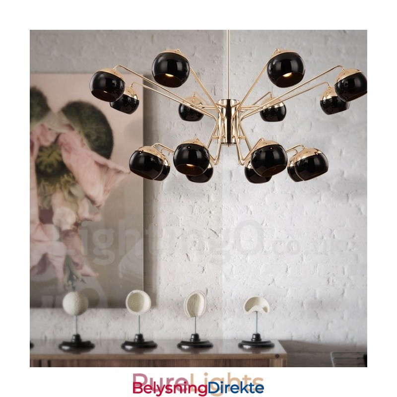 16 Lys, 2-Etasjes Moderne, Samtidskunstnerisk Lysekrone I Metall Med Glassskjerm