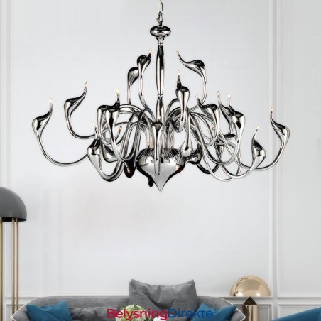 24 Lys Moderne Svanelysekrone G4 Forkrommet Pære Inkludert