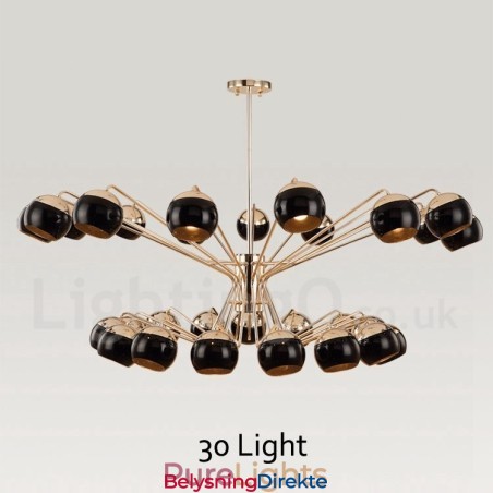 30 Lys, 2-Etasjes Moderne, Samtidskunstnerisk Lysekrone I Metall Med Glassskjerm