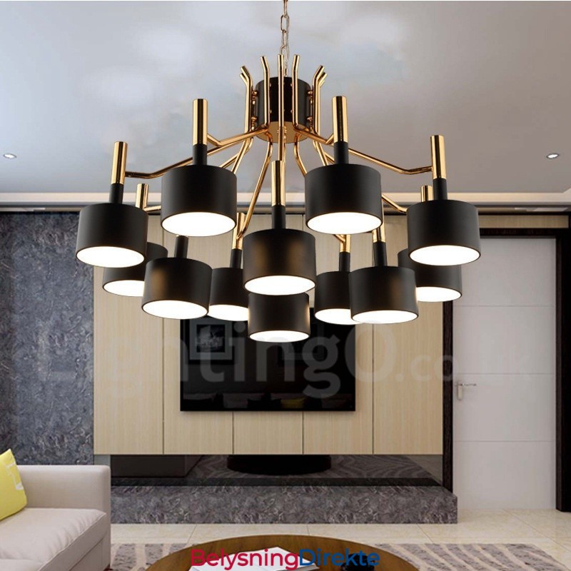 Moderne Samtidskunstnerisk Lysekrone Med 12 Lys Og 2 Etasjer