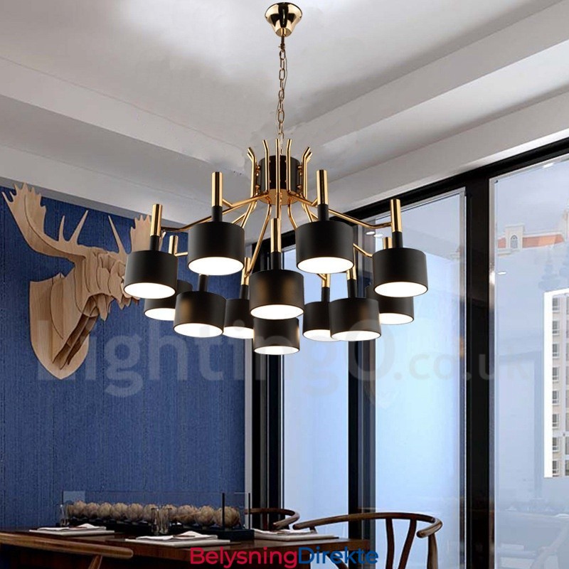 Moderne Samtidskunstnerisk Lysekrone Med 12 Lys Og 2 Etasjer
