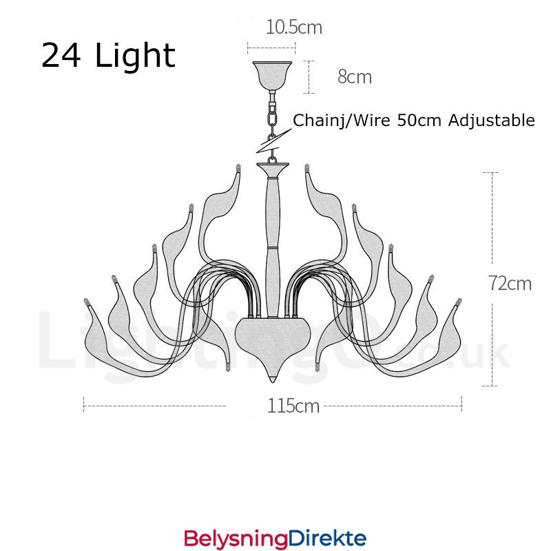 24 Lys Moderne Svanelysekrone G4 Forkrommet Pære Inkludert