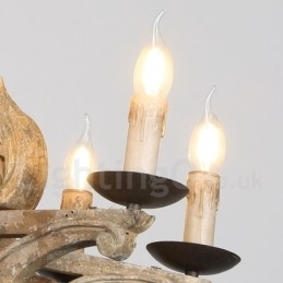 8 Lys Vintage Retro Lysekronelampe I Tre