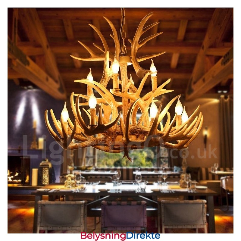 Vintage Landlig Lysekrone Med 12 Lys