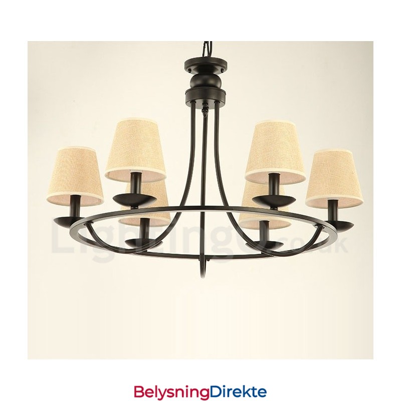 Landlig Retro Lysekrone Med 6 Lys I Ett Nivå