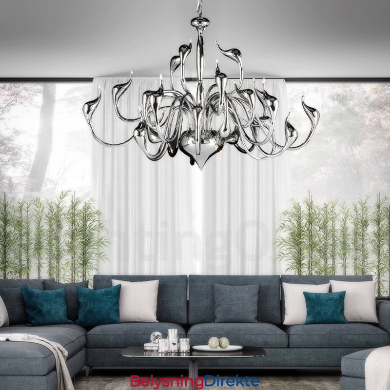 24 Lys Moderne Svanelysekrone G4 Forkrommet Pære Inkludert