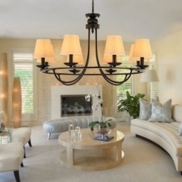 Landlig Retro 8-Lyss Lysekronelampe I Ett Nivå