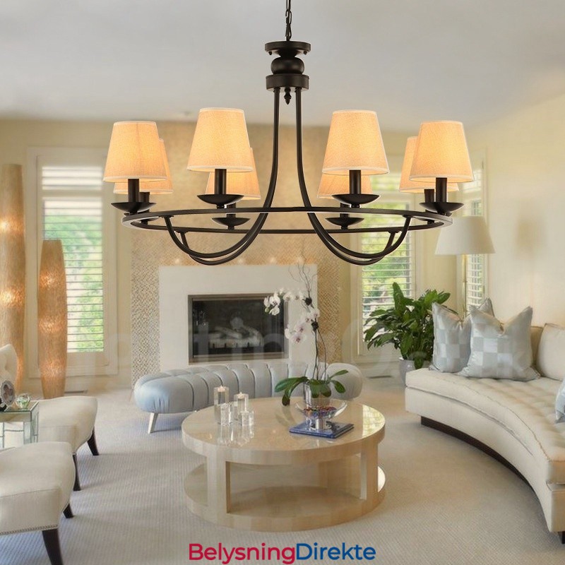 Landlig Retro 8-Lyss Lysekronelampe I Ett Nivå