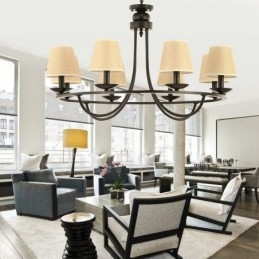 Landlig Retro 8-Lyss Lysekronelampe I Ett Nivå