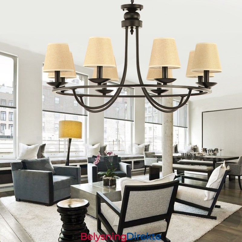 Landlig Retro 8-Lyss Lysekronelampe I Ett Nivå