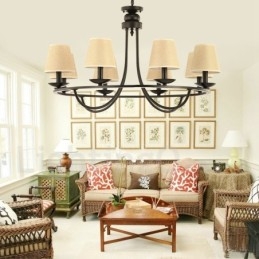 Landlig Retro 8-Lyss Lysekronelampe I Ett Nivå