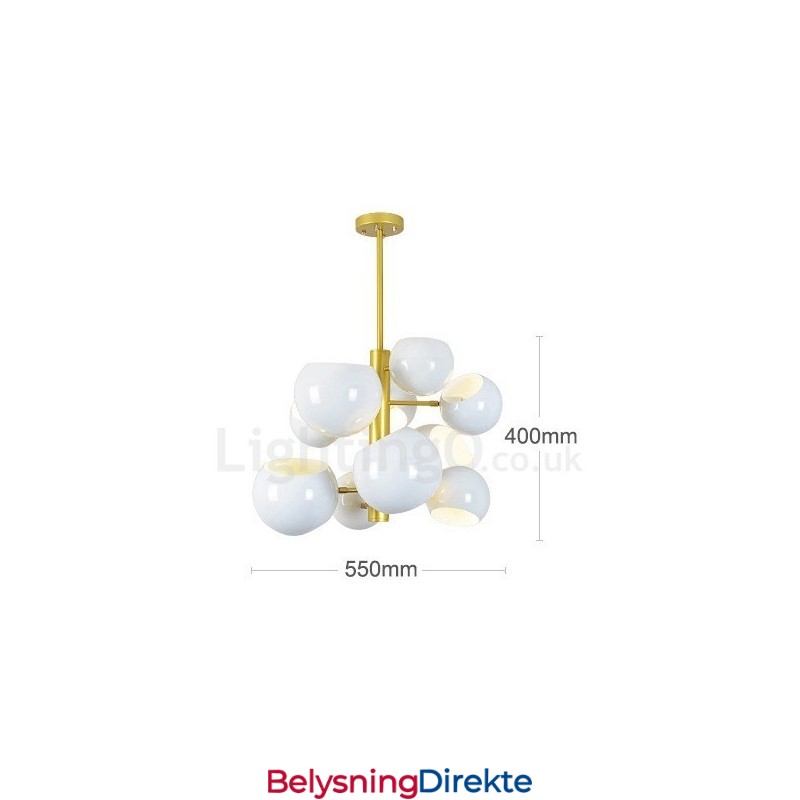 Hvit 10-Lys Moderne Samtidslysekronelampe