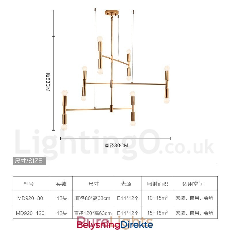 8 Lys 3-Etasjes Moderne Samtidslysekronelampe