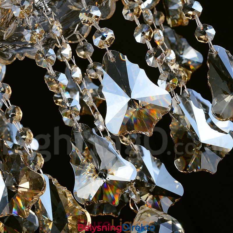 Retro Vintage Cognac Farge K9 Krystall Moderne Lysekrone Med 6 Lys