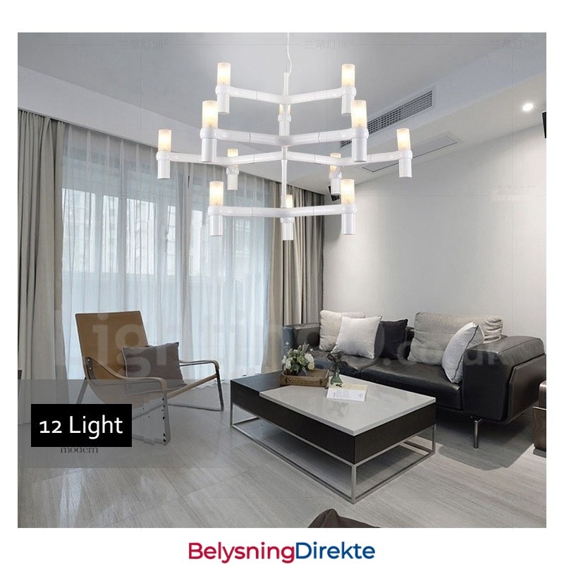 12 Lys 3-Etasjes Moderne Samtidslysekronelampe
