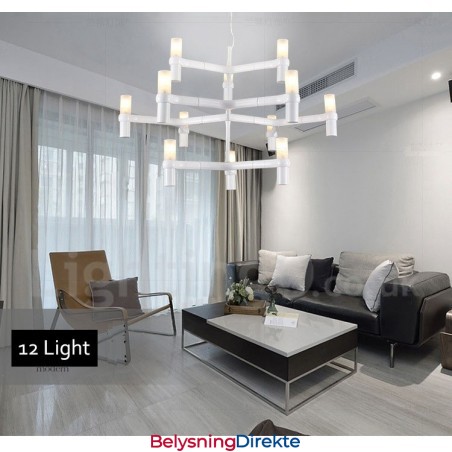 12 Lys 3-Etasjes Moderne Samtidslysekronelampe