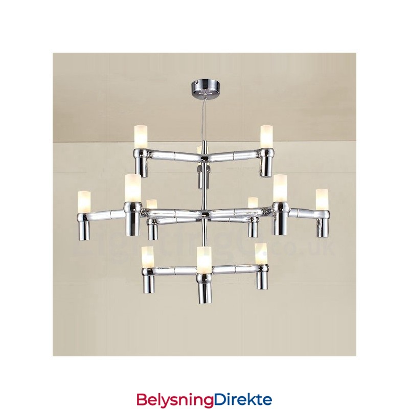 12 Lys 3-Etasjes Moderne Samtidslysekronelampe