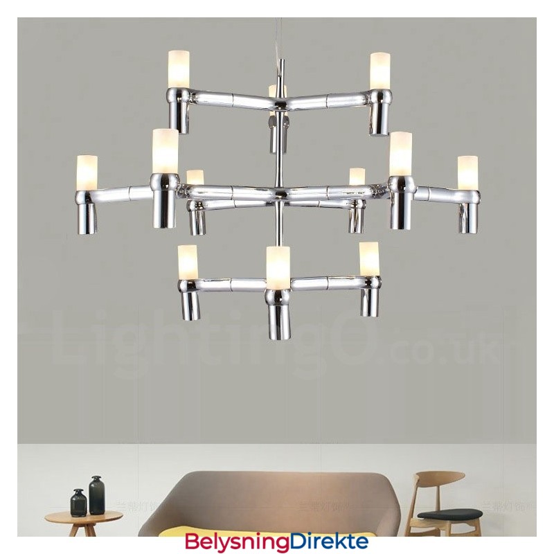 12 Lys 3-Etasjes Moderne Samtidslysekronelampe
