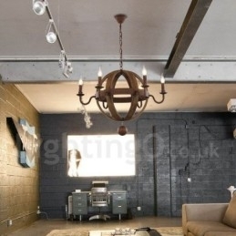 Landlig Vintage Trelysekrone Med 6 Lys