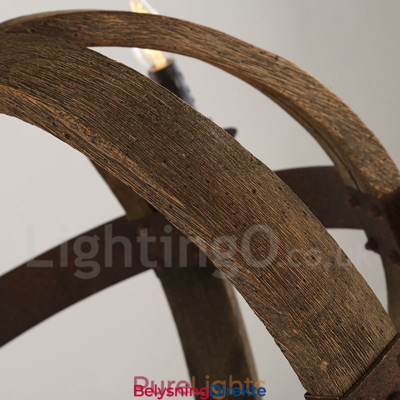 Landlig Vintage Trelysekrone Med 6 Lys