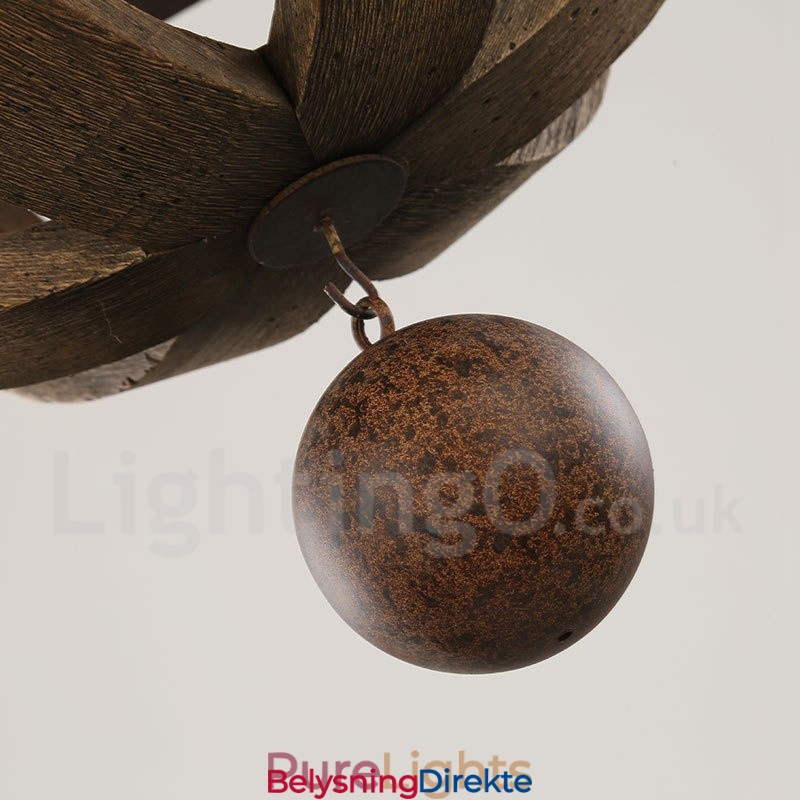 Landlig Vintage Trelysekrone Med 6 Lys