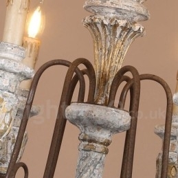 Landlig Vintage Trelysekrone Med 6 Lys I Ett Nivå For Lys