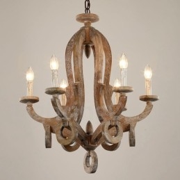 Landlig Vintage Tre 6-Lys Lysekrone I Ett Nivå Med Trelampe