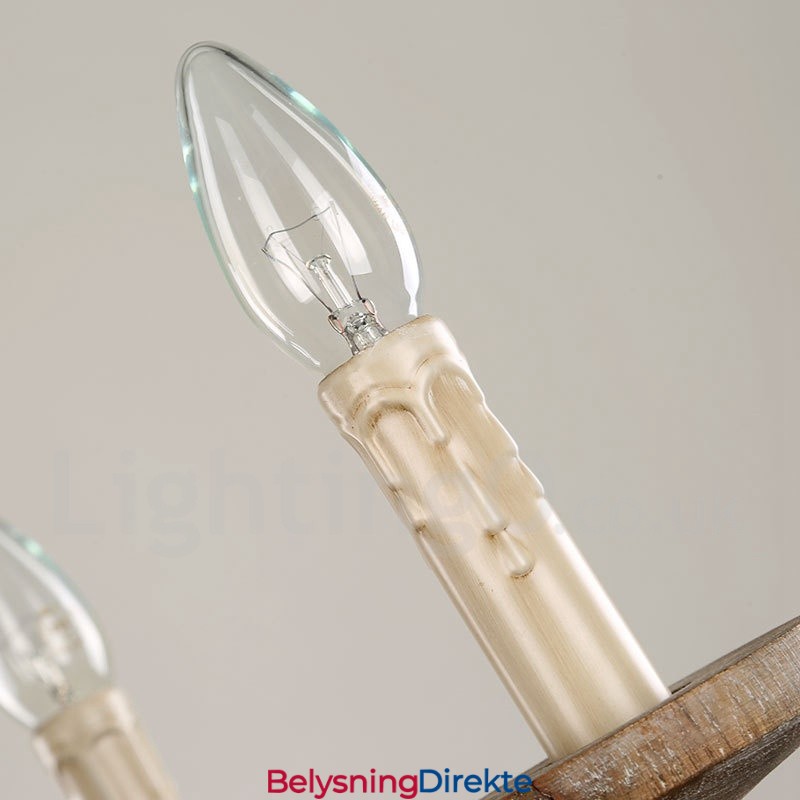 Landlig Vintage Tre 6-Lys Lysekrone I Ett Nivå Med Trelampe