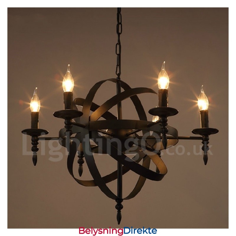 Retro Vintage Metall 6 Lys Én-Etasjes Lysekronelampe