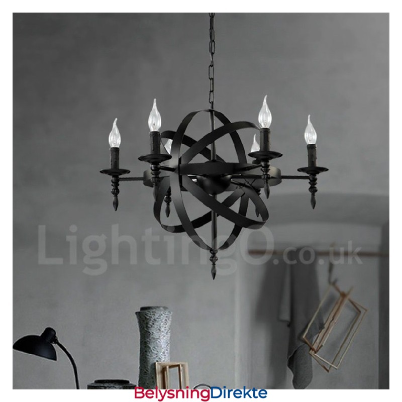 Retro Vintage Metall 6 Lys Én-Etasjes Lysekronelampe