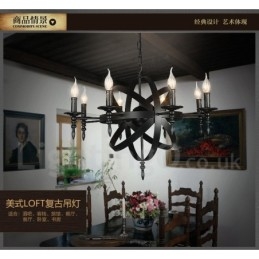 Retro Vintage Metall 6 Lys Én-Etasjes Lysekronelampe