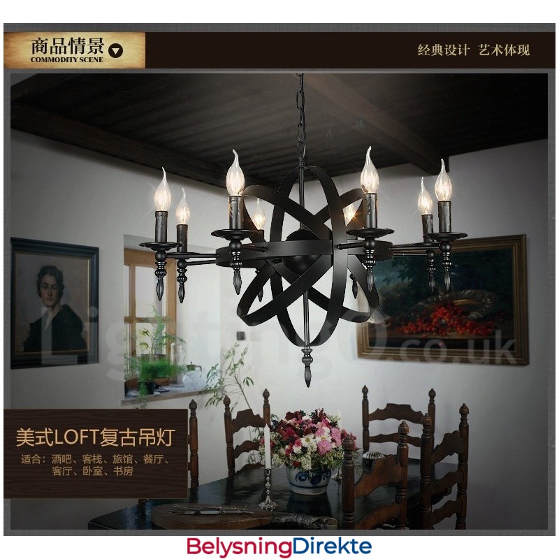 Retro Vintage Metall 6 Lys Én-Etasjes Lysekronelampe