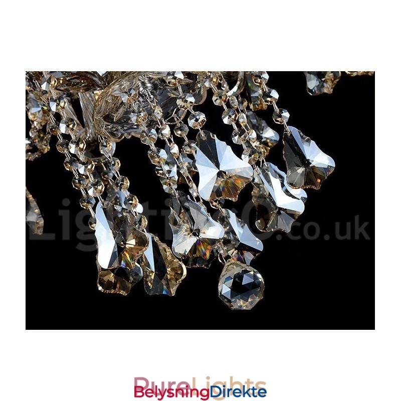 Retro Vintage Cognac Farge K9 Krystall Moderne Lysekrone Med 6 Lys