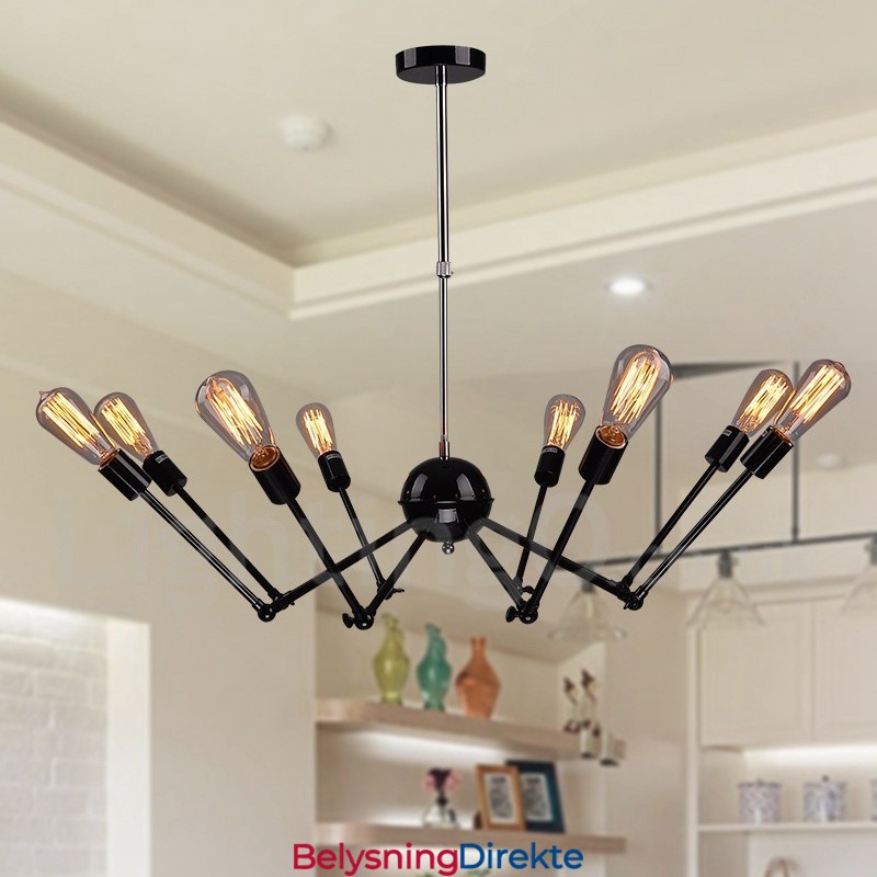 Svart Retro Vintage Metall 8 Lys Én-Etasjes Lysekrone